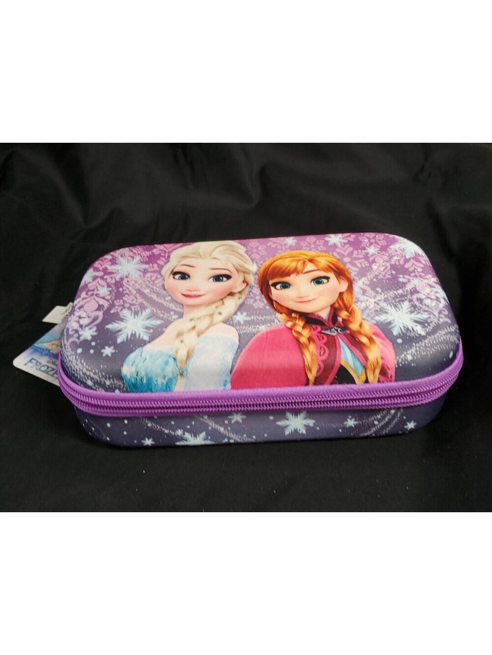 Disney Frozen Molded Pencil Case for Girls Purple Zipped 5'' x 2.5'' x 8'' NEW